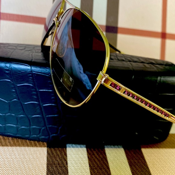 Judith Lieber 60 MM Stunning Gold Frames Dark Pink Crystal...